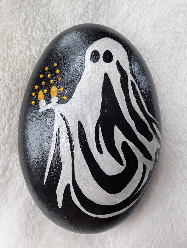 Ghostie painted rock