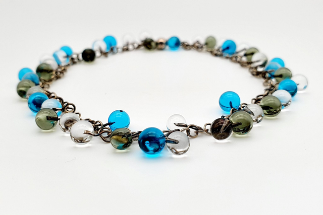 Bracelet Rosée bleu, gris et transparent