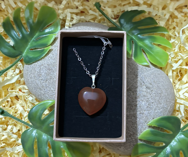 COLLIER CŒUR CHAÎNE CORNALINE 