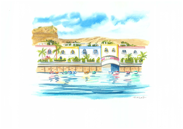 GRAN CANARIA  - Acuarela original Tamaño A4