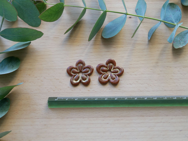 Maxi double fleur marron/doré