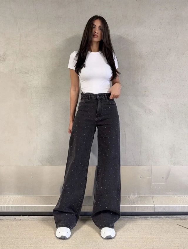 Jeans extra tall met glitter