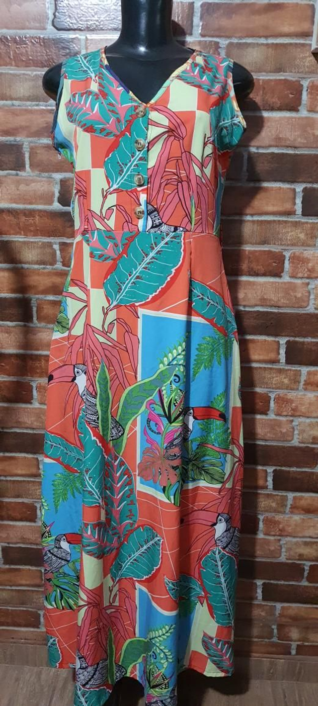 Vestido Estampado Florado Longo, T/M