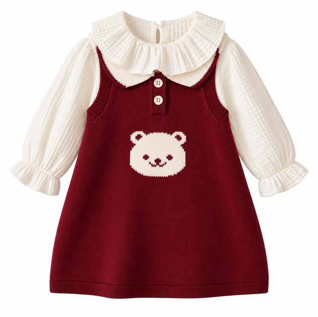 Knitted bear dress &amp; blouse 