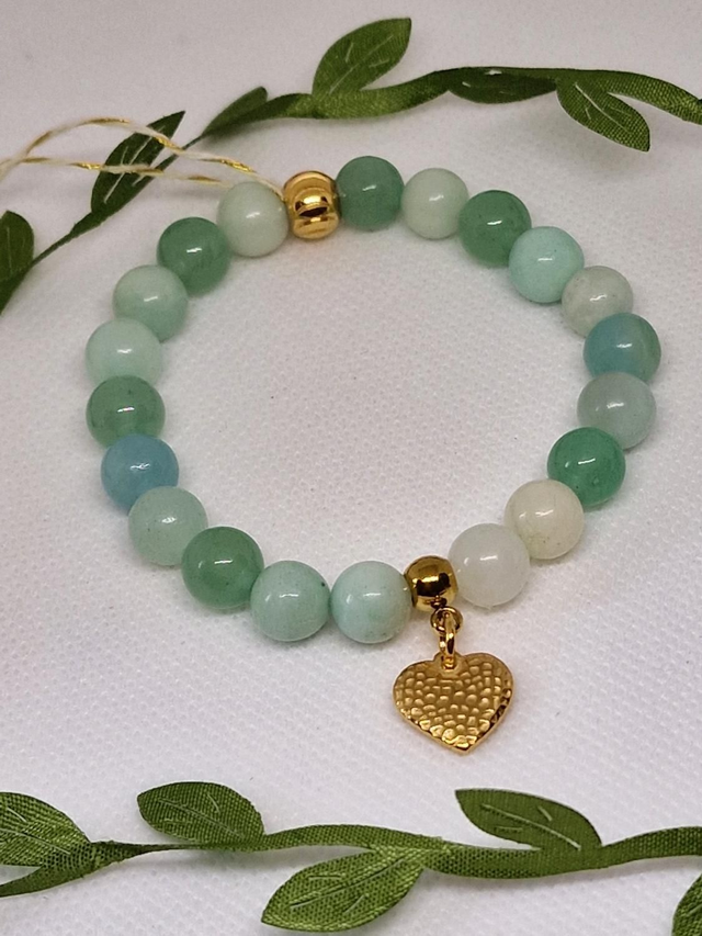 Bracelet Amazonite et Aventurine verte en 0,8 cm