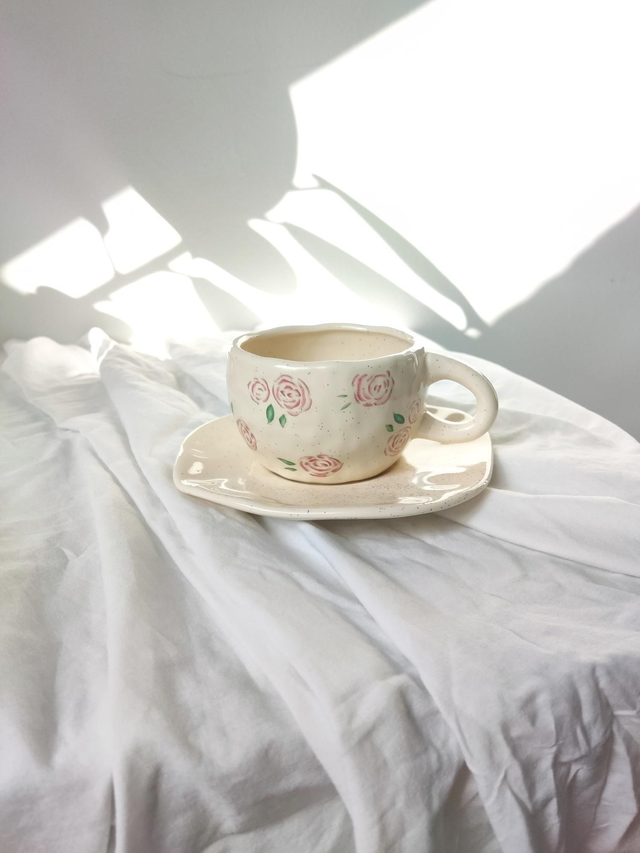 Tasse à café avec soucoupe message &quot;love you&quot;