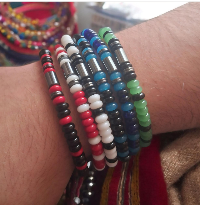 Bracelet homme perles rondelles 