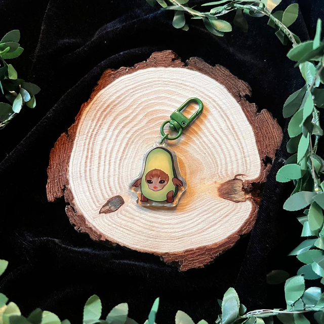 Llavero Gato comida // Aguacate