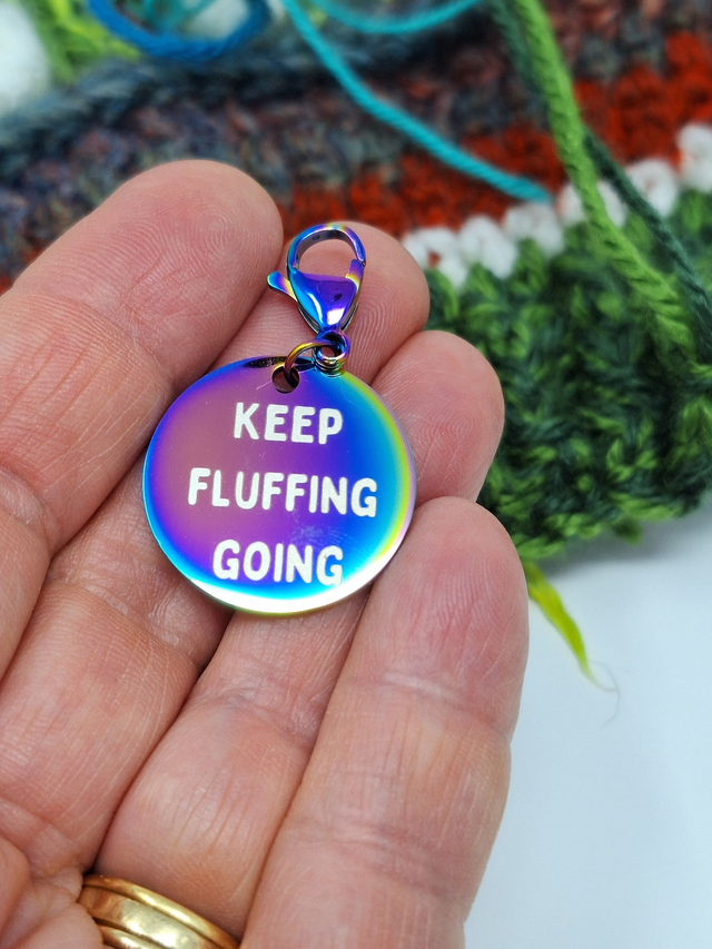 Keep Fluffing Going stitch markers, knitting, crochet 