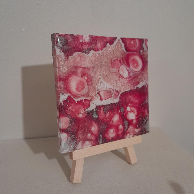 RUBIS SAUVAGE - Mini tableau - Peinture fluide &amp; résine UV non toxique