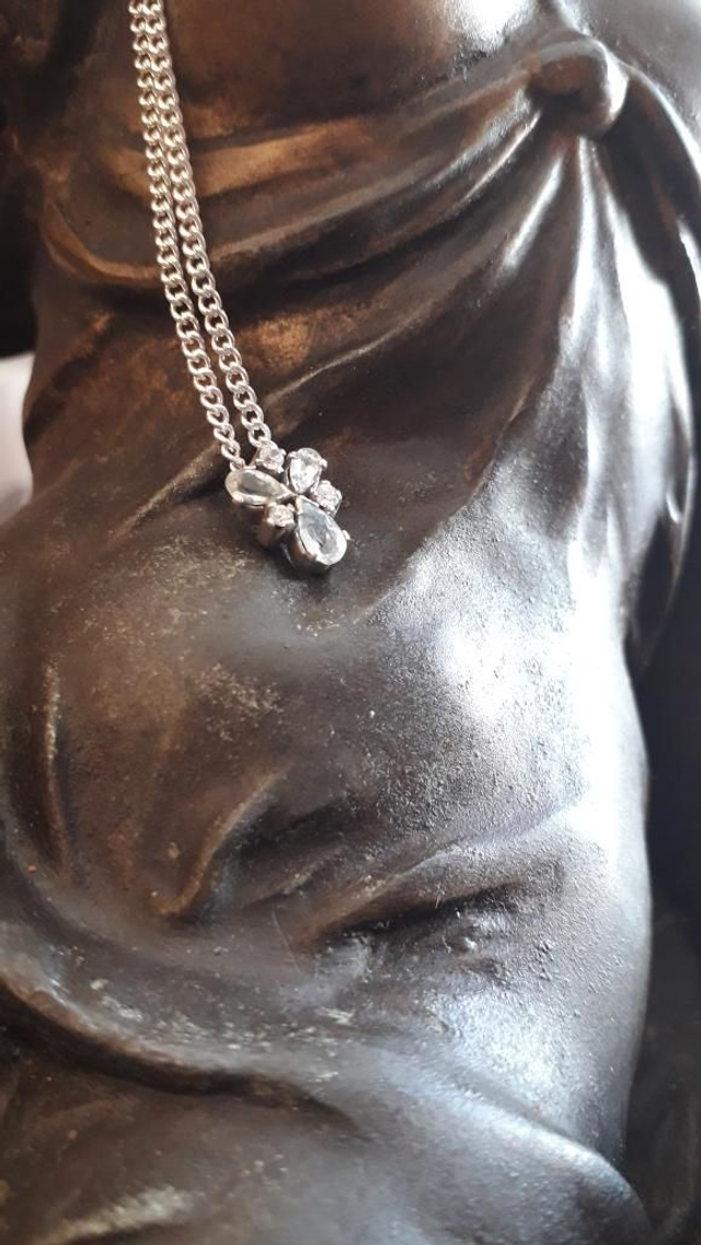 Pendentif aigue marine, zirconium, argent 925