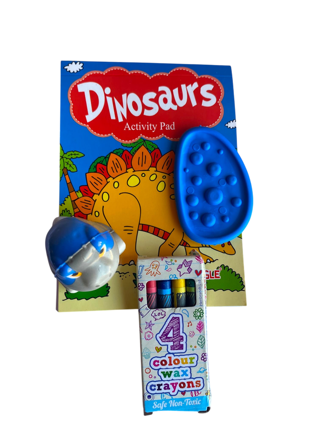 Kids Dinosaur Activity Set – Colouring Book, Wax Crayons &amp; Sensory Fidget Toys  