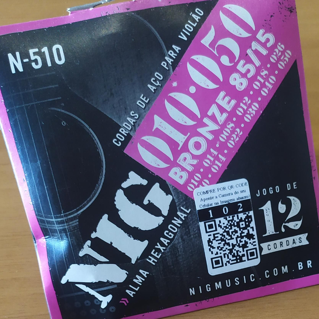 Encordoamento Violão 010 Aço 12 Cordas N510 Nig 103