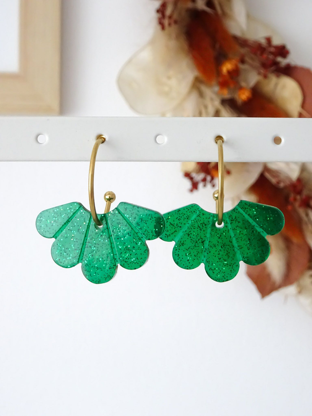 Aile de papillon : Vert paillettes