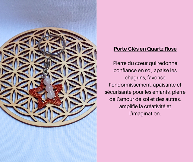 27- Porte Clés en Quartz Rose