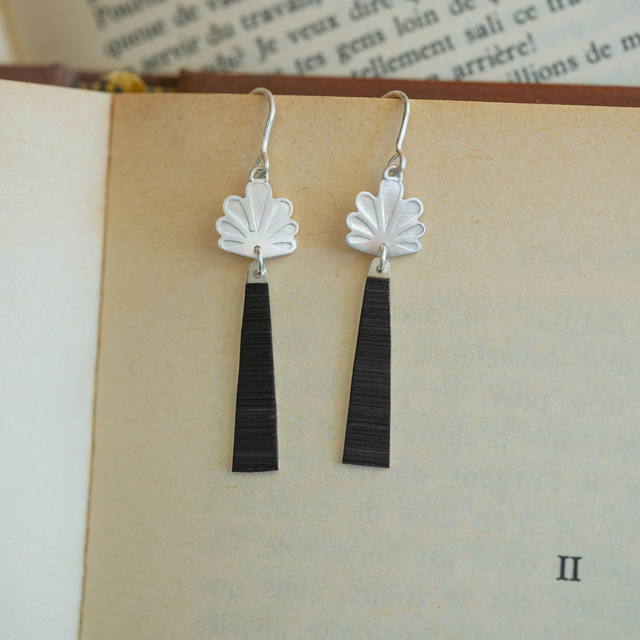 Boucles d'oreilles Calyx - Argent, noir