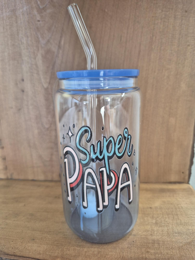 Verre paille bleu