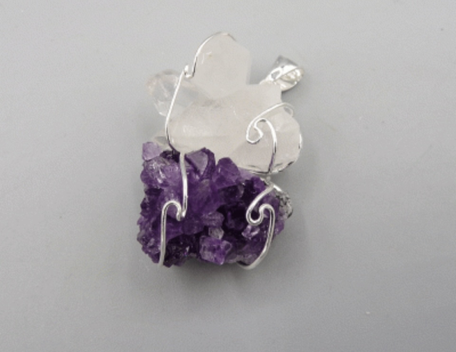 Amethyst Clear Quartz Dual Energy Pendant