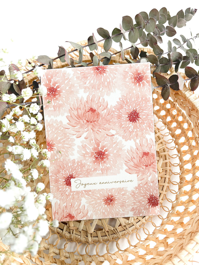 Carte postale Pulsion créative - Joyeux anniversaire - Dahlias