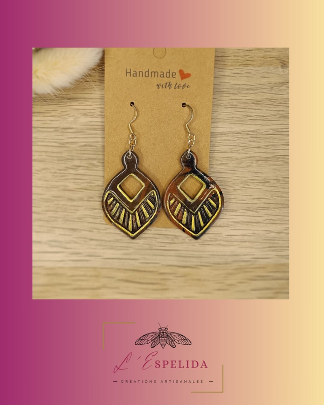 Flabellums nuances de marron et doré avec crochets