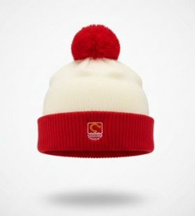 Emblem White/Red Bobble Hat