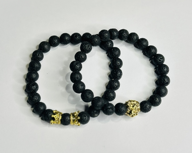 Armband 2x onyx Lion heren