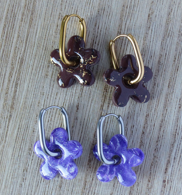 Paires de pampilles réversibles "Flora"