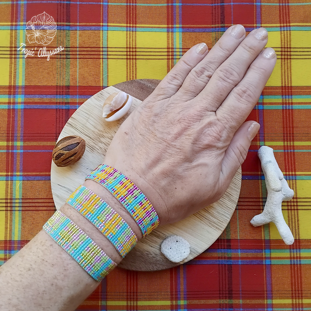 Madras Tissé (Large): Rose / Jaune / Turquoise / Anis