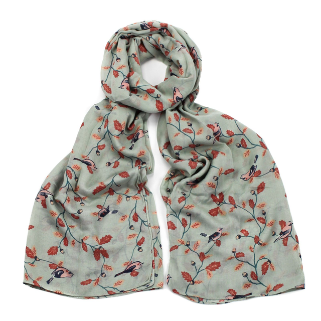 Hazel and Pip Light Blue Jay Bird Scarf