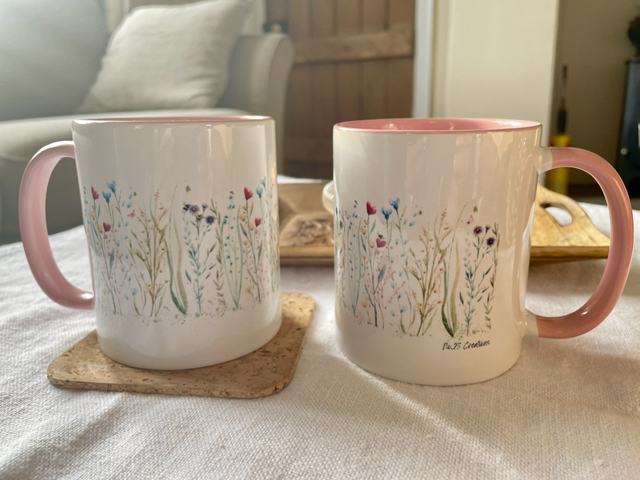 Wildflowers Watercolour Pink Mug
