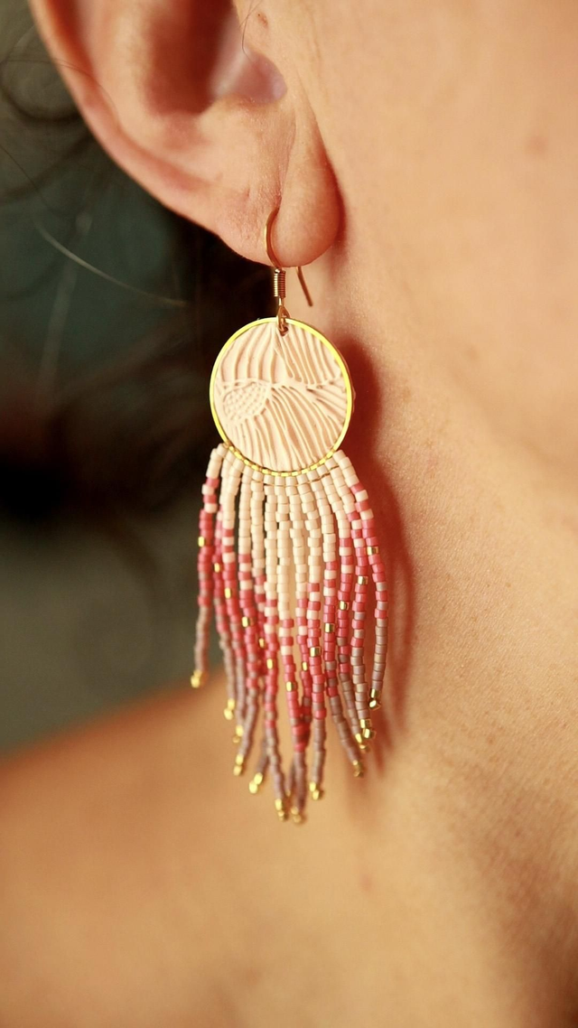 Boucles d'oreilles en perles et polymère - Collection Évidence 