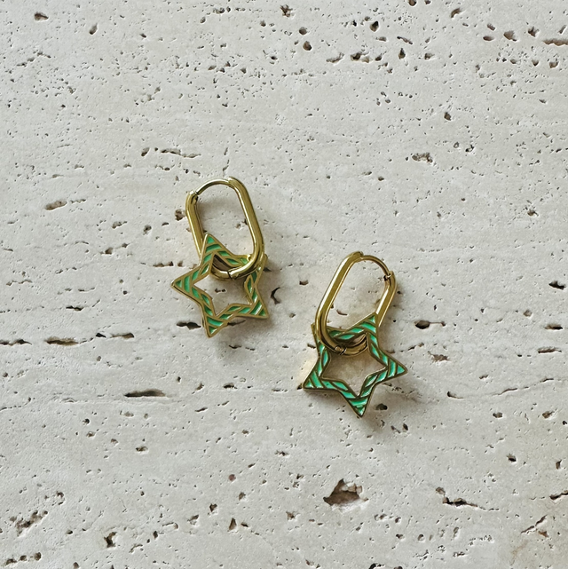 Oorbellen ster groen