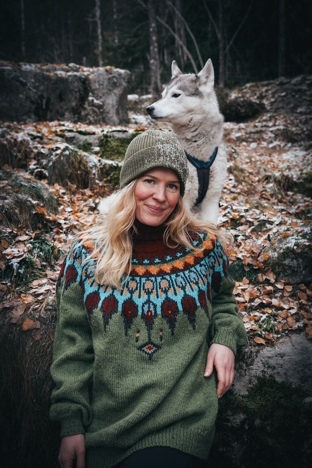 Little Peacock Sweater Kit - Col 03 ( Olive Luna, Varde, Vidde) - Wool &amp; Pattern - Linka Neumann