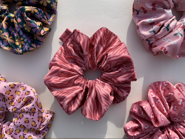 Zebra Satin Jumbo Scrunchie 