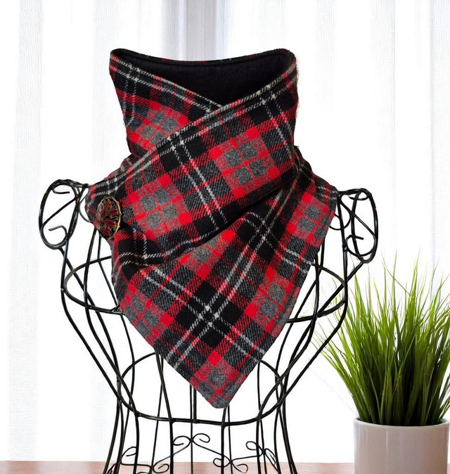 Red Tartan Wool Cozy Wrap