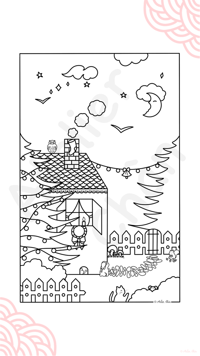Coloriage « Maisonnette en hiver »   