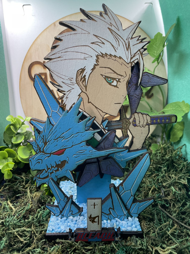 Figurine Bleach, Toshiro Hitsugaya en bois.