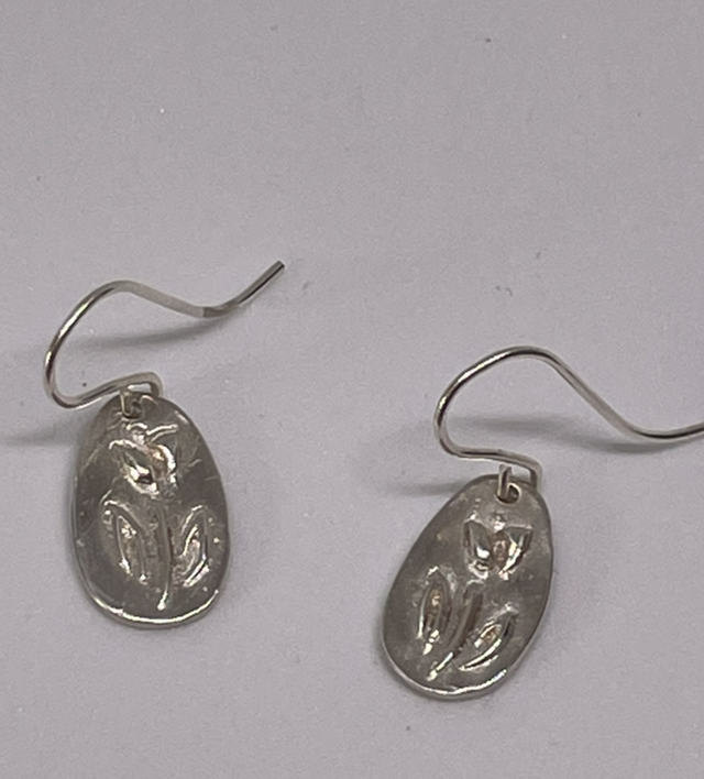 Small Tulip Silver Earrings