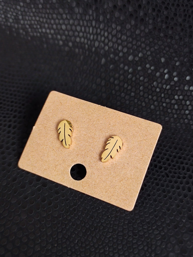 Edelstahl Ohrstecker | Feder | Gold 