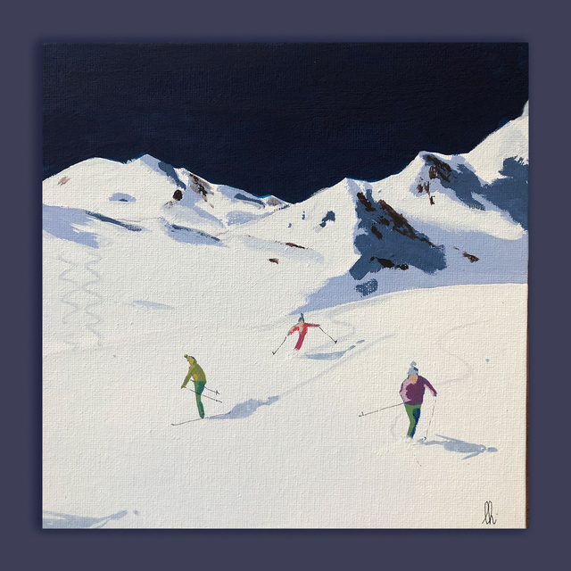 petit tableau skieur6 20X20