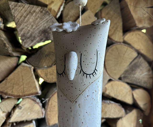 Windspiel-Glocke Eule weiß 