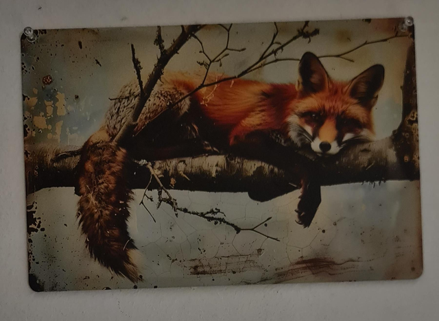 Plaque métal renard 