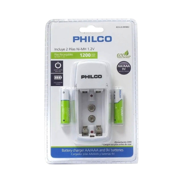 Cargador de Baterías AA/AAA/9V Philco + 2 Baterías AAA