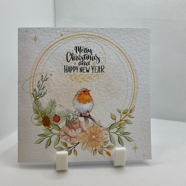 Christmas frame. Beautiful Christmas gift with Robin design.