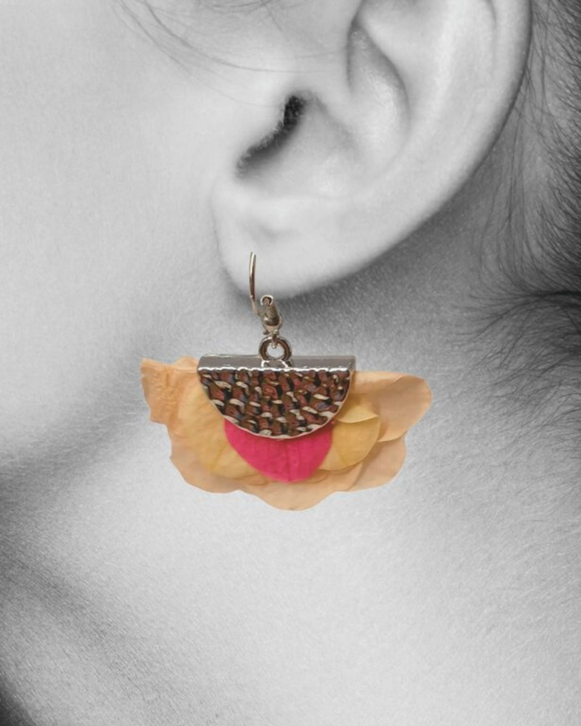 La vie en fleurs - Boucles d’oreilles fleurs naturelles stabilisées &amp; acier inoxydable hypoallergénique