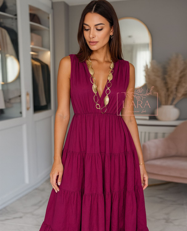 Maxi Sommerkleid Onesize weinrot