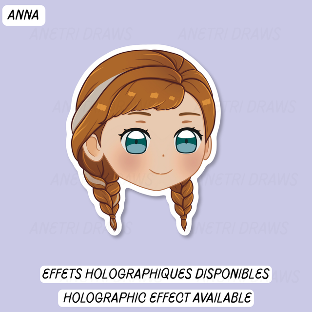 Sticker visage mignon La reine des neiges | Anna