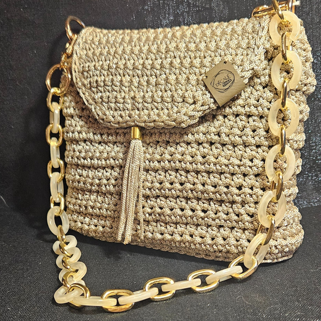 Sac porté épaule Angèle Beige pailleté