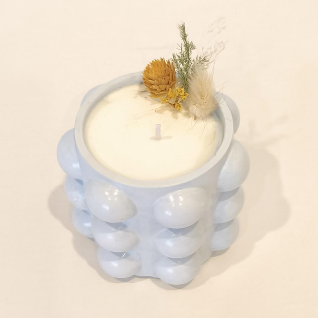✨ Bougie artisanale &quot;Bulbeuse&quot; en cire de soja – fleurs séchées &amp; contenant fait main ✨