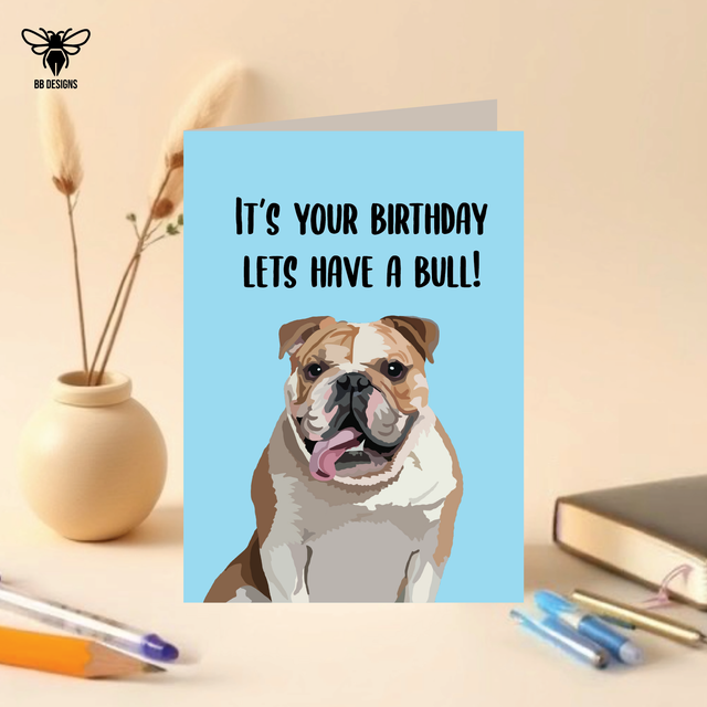 Bulldog - Birthday Card